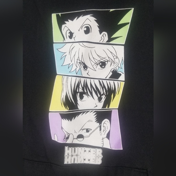 Hunter X Hunter Anime Graphic Print Hoodie. Arm Decals. Front Pocket. Size Small - Picture 4 of 6